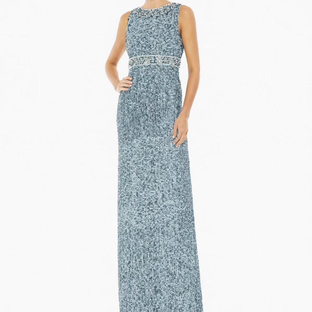 Mac Duggal Blue Sleeveless Sequin Column Gown #10839